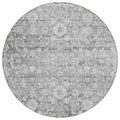 8 Silver Gray And Pewter Round Oriental Washable Indoor Outdoor Area Rug