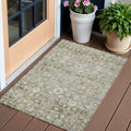 3 X 5 Taupe Beige And Gold Oriental Washable Indoor Outdoor Area Rug