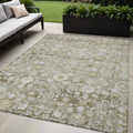5 X 8 Taupe Beige And Gold Oriental Washable Indoor Outdoor Area Rug