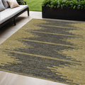 5 X 8 Dark Gray And Gold Abstract Washable Indoor Outdoor Area Rug