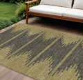 8 X 10 Dark Gray And Gold Abstract Washable Indoor Outdoor Area Rug