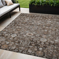 5 X 8 Dark Brown Brown And Taupe Oriental Washable Indoor Outdoor Area Rug
