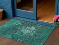 3 X 5 Teal Blue Aqua And Turquoise Abstract Washable Indoor Outdoor Area Rug