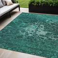 5 X 8 Teal Blue Aqua And Turquoise Abstract Washable Indoor Outdoor Area Rug