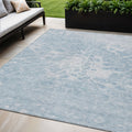 5 X 8 Sky Blue And Denim Blue Abstract Washable Indoor Outdoor Area Rug