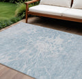 10 X 14 Sky Blue And Denim Blue Abstract Washable Indoor Outdoor Area Rug