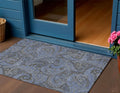 3 X 5 Charcoal Gray And Blue Paisley Washable Indoor Outdoor Area Rug