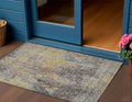 3 X 5 Brown And Gold Abstract Washable Indoor Outdoor Area Rug