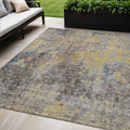 5 X 8 Brown And Gold Abstract Washable Indoor Outdoor Area Rug