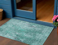 3 X 5 Teal Blue Green And Gray Abstract Washable Indoor Outdoor Area Rug