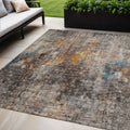 5 X 8 Taupe Chocolate And Copper Abstract Washable Indoor Outdoor Area Rug