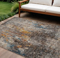 8 X 10 Taupe Chocolate And Copper Abstract Washable Indoor Outdoor Area Rug
