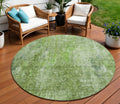 8 Olive Green And Artichoke Green Round Abstract Washable Indoor Outdoor Area Rug