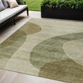 5 X 8 Beige And Chocolate Abstract Washable Indoor Outdoor Area Rug