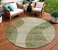 8 Beige And Chocolate Round Abstract Washable Indoor Outdoor Area Rug