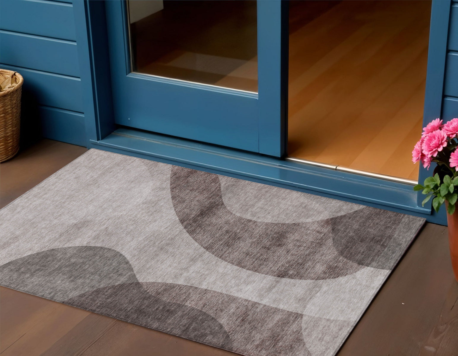 3 X 5 Brown Taupe And Beige Abstract Washable Indoor Outdoor Area Rug