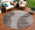 8 Brown Taupe And Beige Round Abstract Washable Indoor Outdoor Area Rug