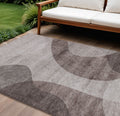 8 X 10 Brown Taupe And Beige Abstract Washable Indoor Outdoor Area Rug