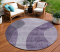 8 Purple Lavender And Eggplant Round Abstract Washable Indoor Outdoor Area Rug