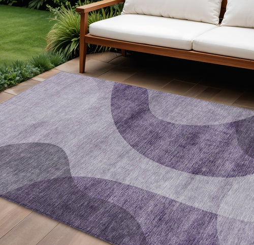 10 X 14 Purple Lavender And Eggplant Abstract Washable Indoor Outdoor Area Rug