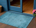 3 X 5 Denim Blue And Navy Blue Oriental Washable Indoor Outdoor Area Rug