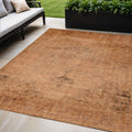 5 X 8 Copper Orange And Brown Oriental Washable Indoor Outdoor Area Rug