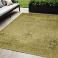 5 X 8 Gold Brown And Wheat Oriental Washable Indoor Outdoor Area Rug