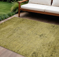 8 X 10 Gold Brown And Wheat Oriental Washable Indoor Outdoor Area Rug