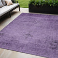 5 X 8 Purple Eggplant And Lavender Oriental Washable Indoor Outdoor Area Rug