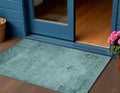 3 X 5 Teal Blue Turquoise And Charcoal Oriental Washable Indoor Outdoor Area Rug