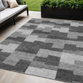 5 X 8 Gray Silver And Charcoal Geometric Washable Indoor Outdoor Area Rug