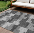 9 X 12 Gray Silver And Charcoal Geometric Washable Indoor Outdoor Area Rug
