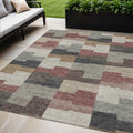 5 X 8 Orange Copper And Charcoal Geometric Washable Indoor Outdoor Area Rug