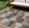 8 X 10 Orange Copper And Charcoal Geometric Washable Indoor Outdoor Area Rug