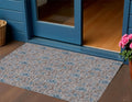 3 X 5 Brown And Blue Floral Washable Indoor Outdoor Area Rug