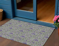 3 X 5 Olive Green Sage And Purple Floral Washable Indoor Outdoor Area Rug