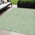 5 X 8 Sage And Artichoke Green Floral Washable Indoor Outdoor Area Rug