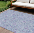10 X 14 Sky Blue And Purple Floral Washable Indoor Outdoor Area Rug