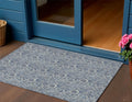 3 X 5 Denim Blue And Navy Blue Floral Washable Indoor Outdoor Area Rug