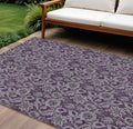 9 X 12 Eggplant Purple And Lilac Floral Washable Indoor Outdoor Area Rug