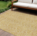 10 X 14 Gold And Wheat Floral Washable Indoor Outdoor Area Rug