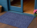 3 X 5 Navy Blue And Charcoal Floral Washable Indoor Outdoor Area Rug