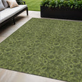 5 X 8 Olive Green And Fern Green Floral Washable Indoor Outdoor Area Rug
