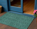 3 X 5 Teal Blue Green And Charcoal Floral Washable Indoor Outdoor Area Rug