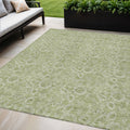 5 X 8 Green Floral Washable Indoor Outdoor Area Rug