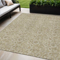 5 X 8 Beige Taupe And Brown Floral Washable Indoor Outdoor Area Rug