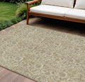 8 X 10 Beige Taupe And Brown Floral Washable Indoor Outdoor Area Rug