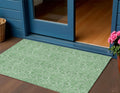 3 X 5 Green And Artichoke Green Floral Washable Indoor Outdoor Area Rug