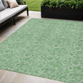 5 X 8 Green And Artichoke Green Floral Washable Indoor Outdoor Area Rug