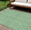 8 X 10 Green And Artichoke Green Floral Washable Indoor Outdoor Area Rug